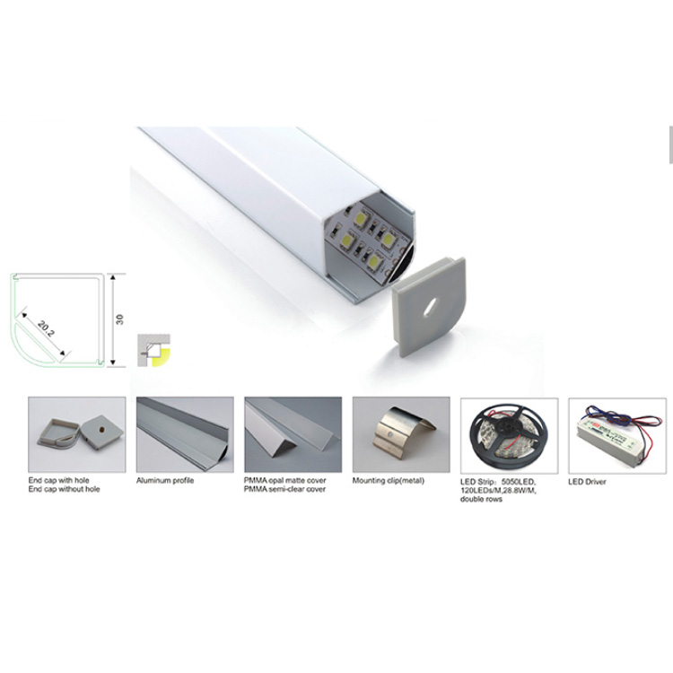 Corner Channel Aluminum LED Profile For 20mm Multi-Row Flexible LED Strip Lighting Corner Channel Aluminum LED Profile For 20mm Multi-Row Flexible LED Strip Lighting